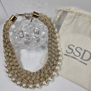 Simon Sebbag Woven Gold and Pearl Necklace